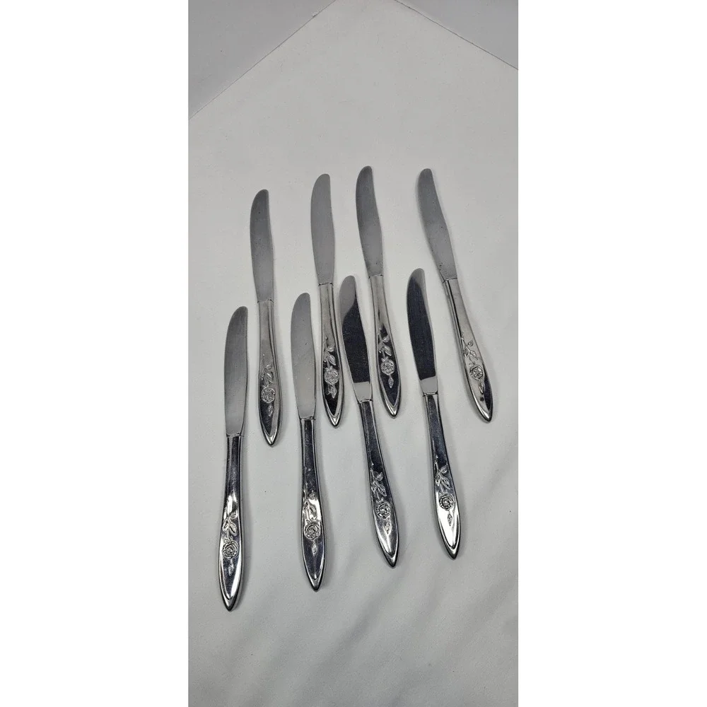 Oneida Community MY ROSE Stainless Flatware set of‎ 8 Dinner Knives 8 1/2